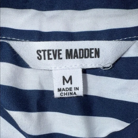 Steve Madden Navy and White Striped Oversize Maxi Painters Shirt Dress Women’s M - Picture 6 of 7